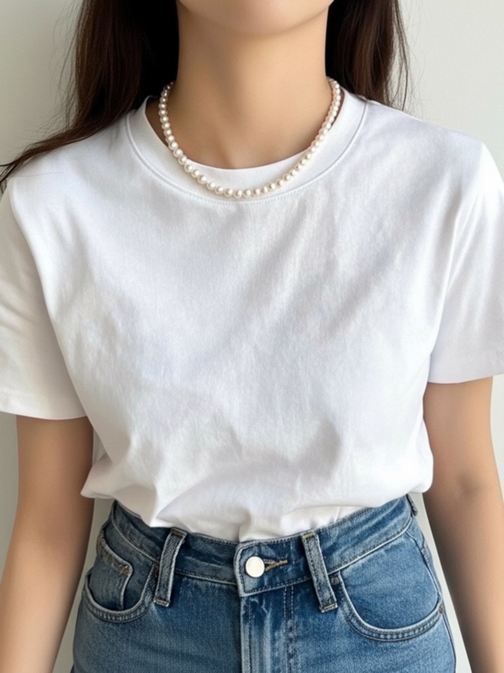 NWOT Ringed Pearl Necklace | White Cultured Oval | Semi Baroque 925